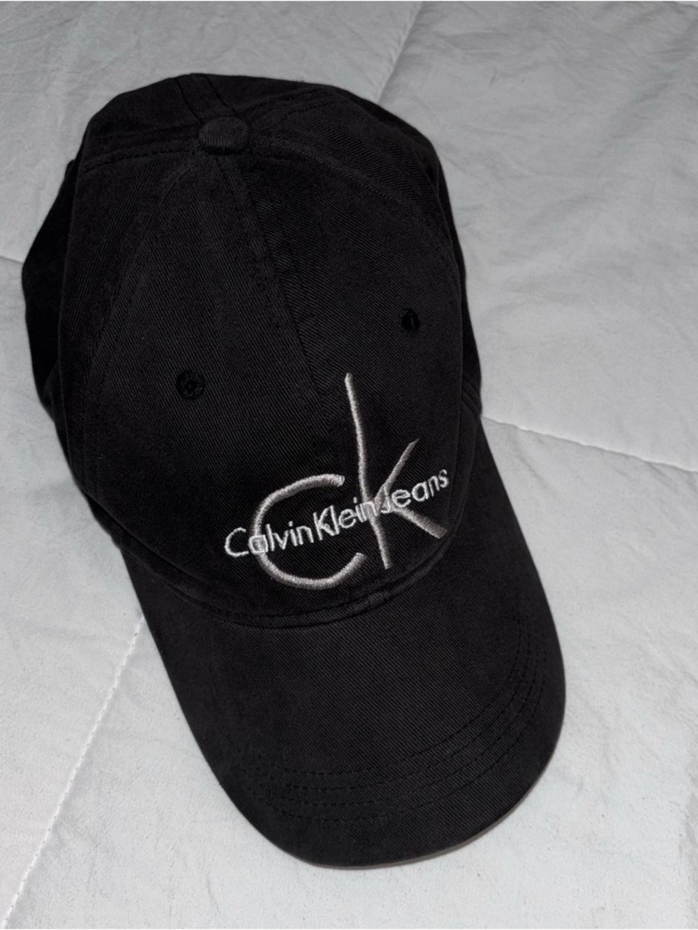 Calvin Klein Black Sueded Cotton Brim 6-Panel Hat